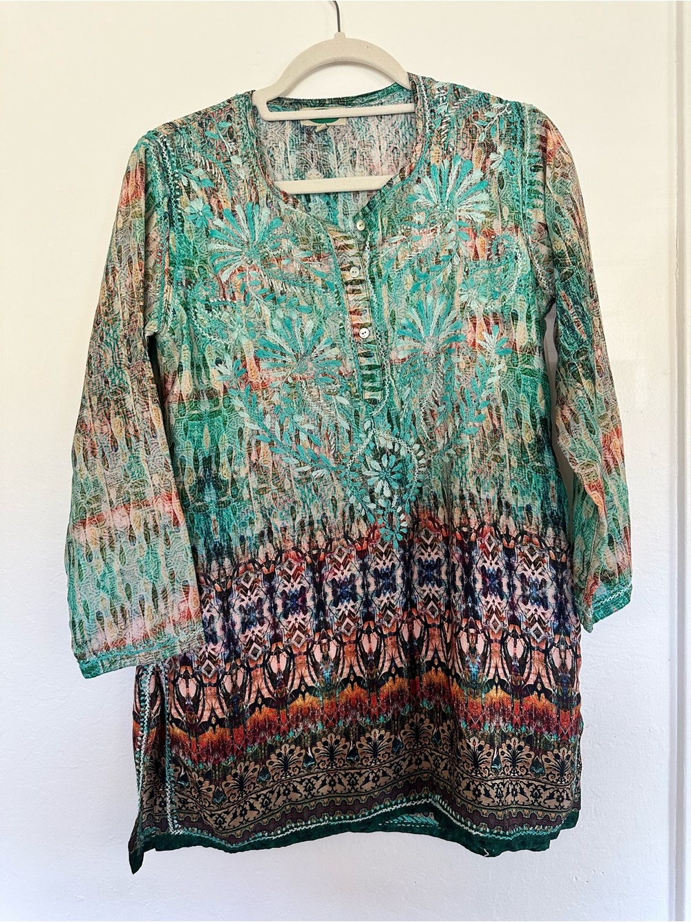 Hand-embroidered Silk-blend Tunic size small by Dolma